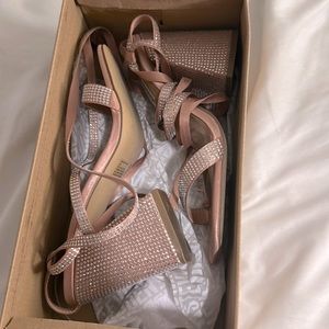 Steve Madden vanish blush multi strap up heels.